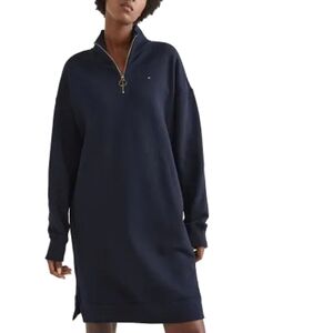 Tommy Hilfiger Women's Navy Relaxed Fit 1/4 Zip Sweatshirt Dress Size M